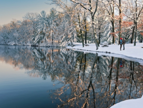 Pareja junto a Wharton Brook en invierno (Flickr@RomyLee)
